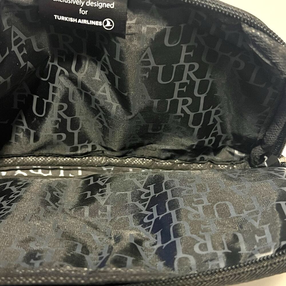 Furla Black Nylon Zip Pouch Turkish Airlines Business Class Travel Amenity Bag - Picture 4 of 5